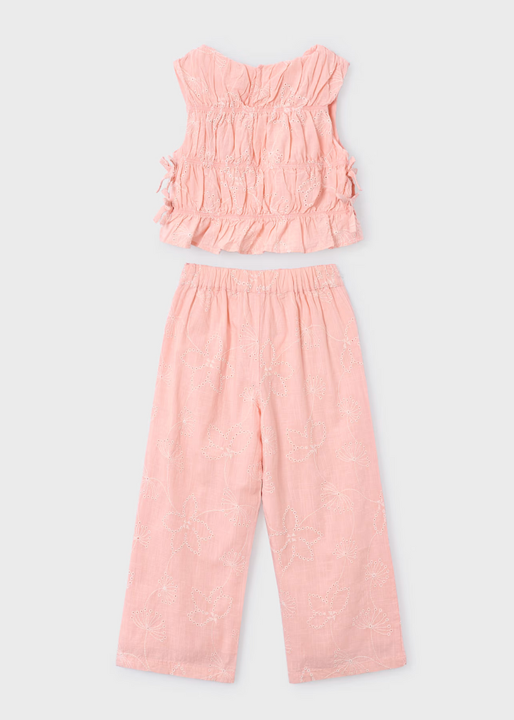 Peach Ruched Top & Pant Set | 3592