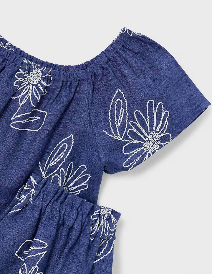 Linen Floral Top & Skirt Set | 3947