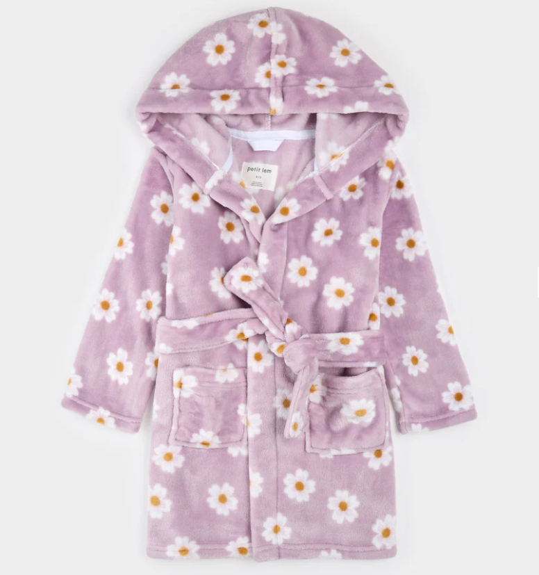 Violet Daisies Hooded Robe