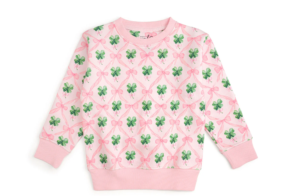 Coquette Clover St Patrick's Sweatshirt | Lt  Pink