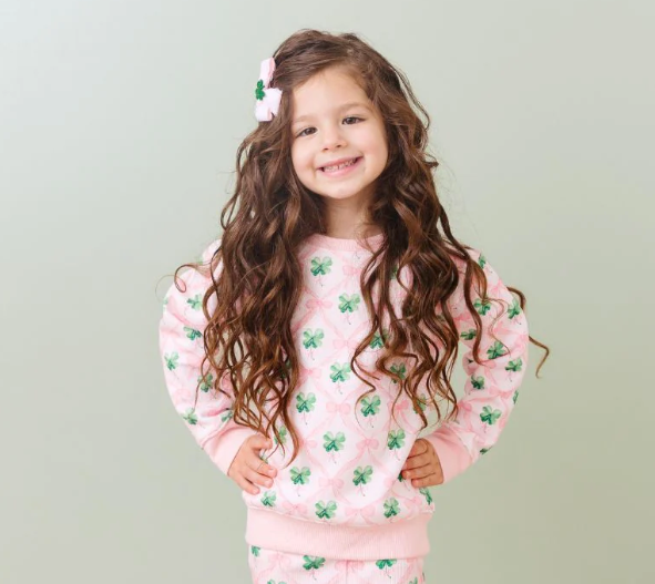 Coquette Clover St Patrick's Sweatshirt | Lt  Pink