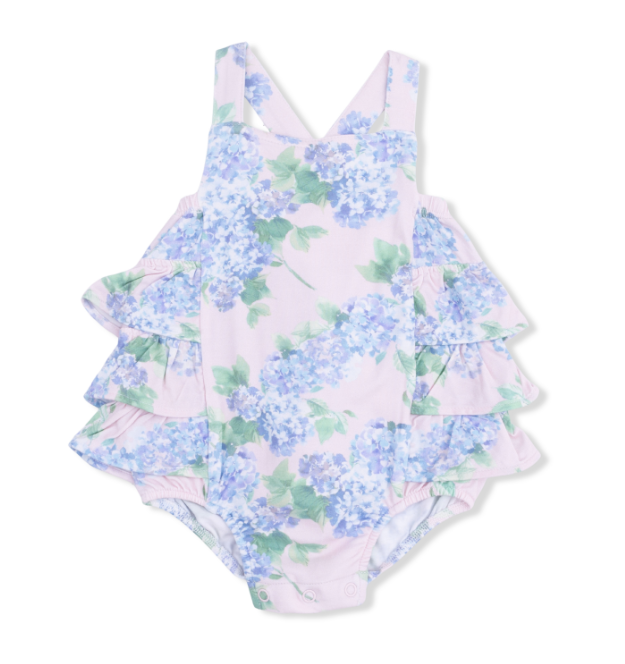 Ruffle Sunsuit | Hydrangeas