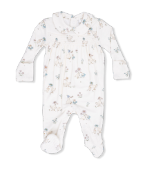 Smocked Peter Pan Snap Footie | Flower Ducklings