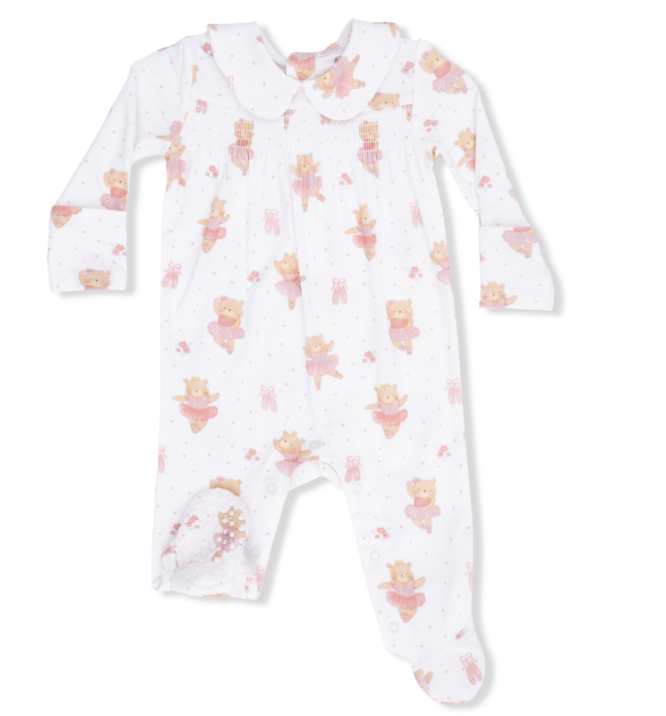 Smocked Peter Pan Snap Footie | Teddy Bear Ballerina