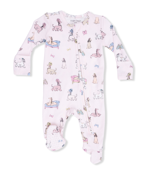 Two Way Zipper Ruffle Footie | Fancy Hounds w/Bows