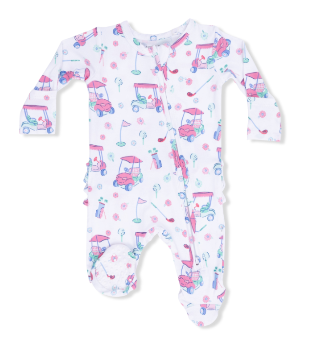 Two Way Zipper Ruffle Footie | Golf Carts and Flowers