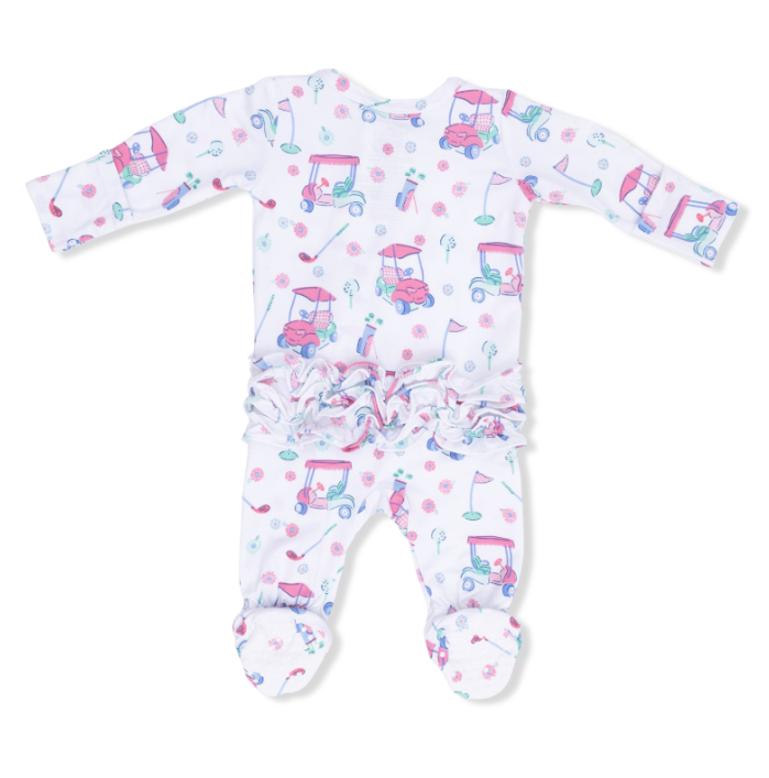 Two Way Zipper Ruffle Footie | Golf Carts and Flowers
