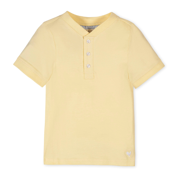 Organic SS Henley Tee | Pale Yellow