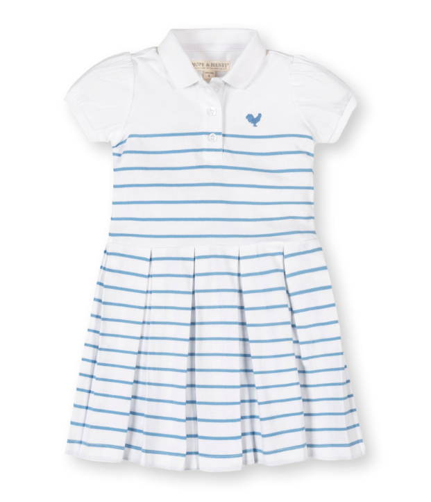 Organic Pique Polo Dress | Bluebell Stripe