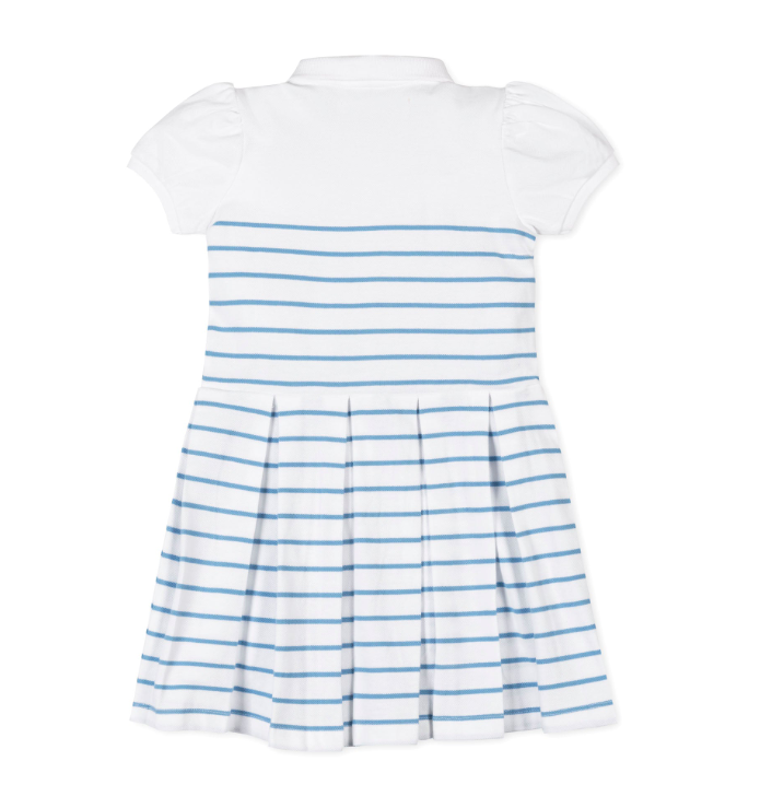 Organic Pique Polo Dress | Bluebell Stripe