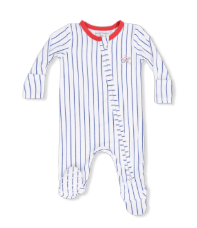 Two Way Zipper Footie | Baseball Stripe