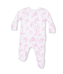 Two Way Zipper Ruffle Footie | Pink Puppy Toile