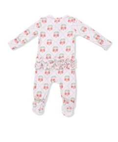 Two Way Zipper Ruffle Footie | Sweet Strawberries