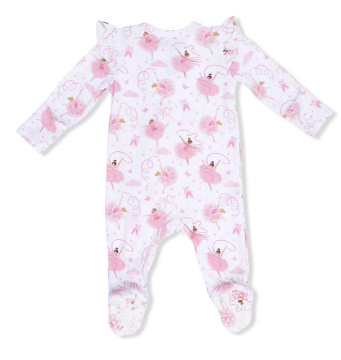 Two Way Zipper Ruffle Sleeve Footie | Ribbon Ballerinas