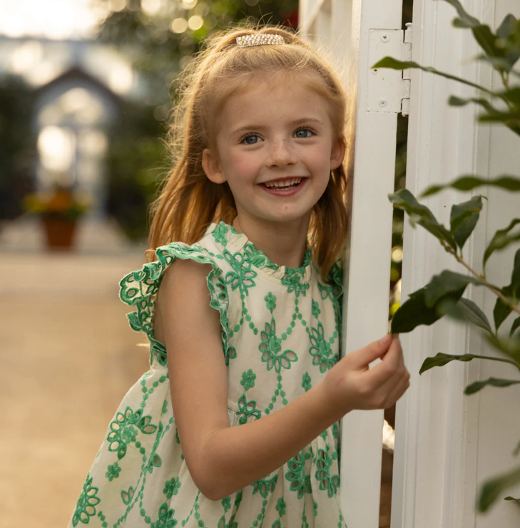 Cynthia Dress | Kelly Green Eyelet