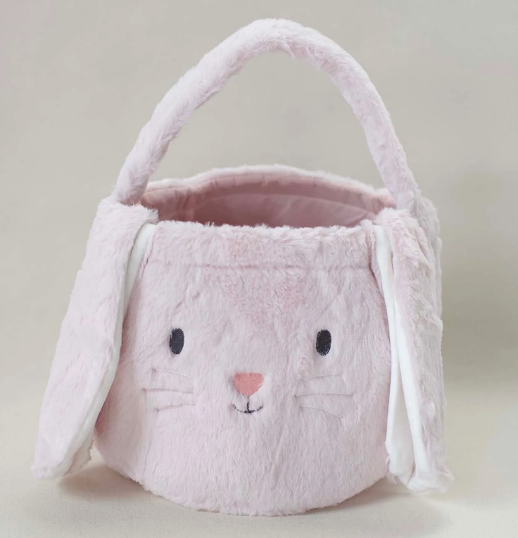 Pink Fluffy Bunny Basket