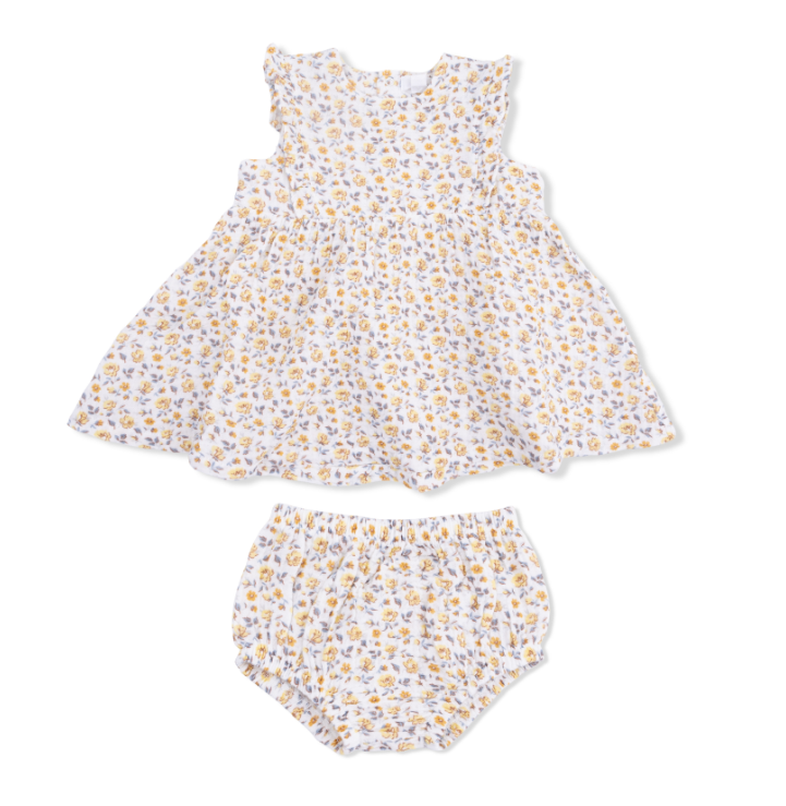 Ruffle Dress and Bloomer | Yellow Country Roses