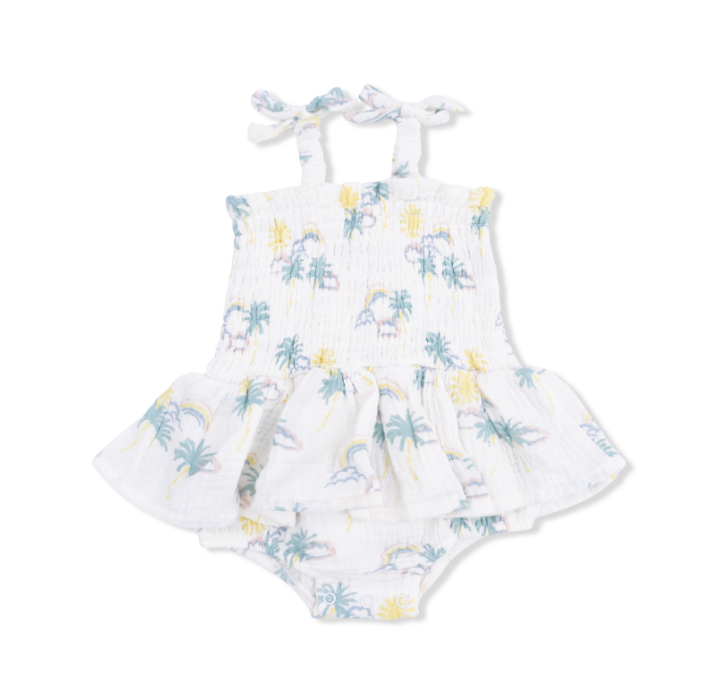 Smocked Bubble w/Skirt | Palm Trees and Rainbows