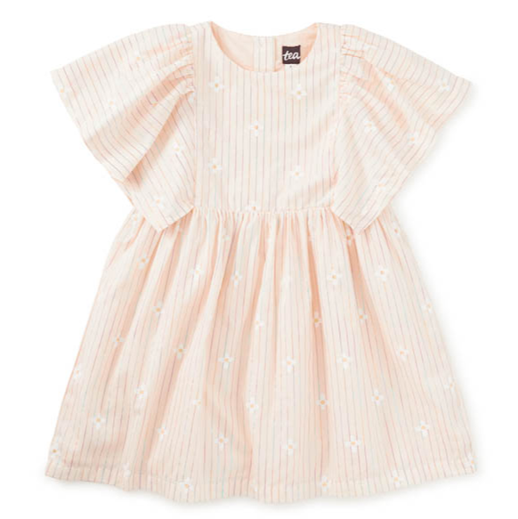 Butterfly Sleeve Twirl Dress | Floral Stripe