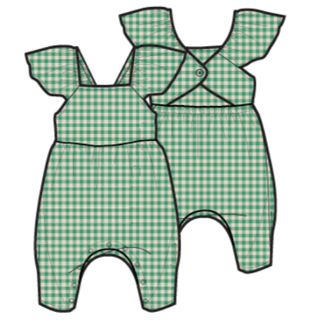 Flutter Button Back Romper | Garden Party Check