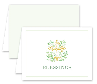 Green Cross Blessings Card