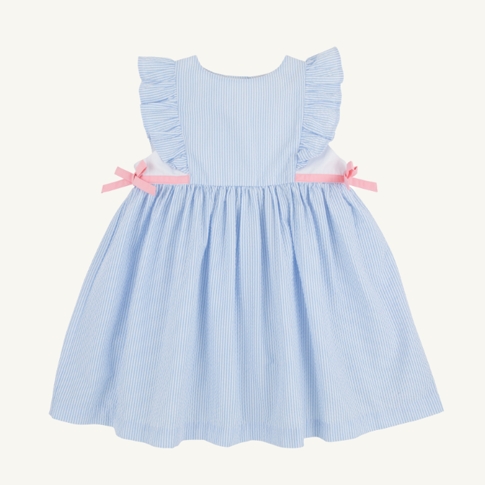 Pammy's Pinafore Dress | Breakers Blue Seersucker
