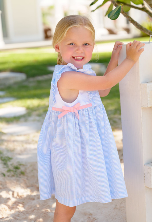 Pammy's Pinafore Dress | Breakers Blue Seersucker