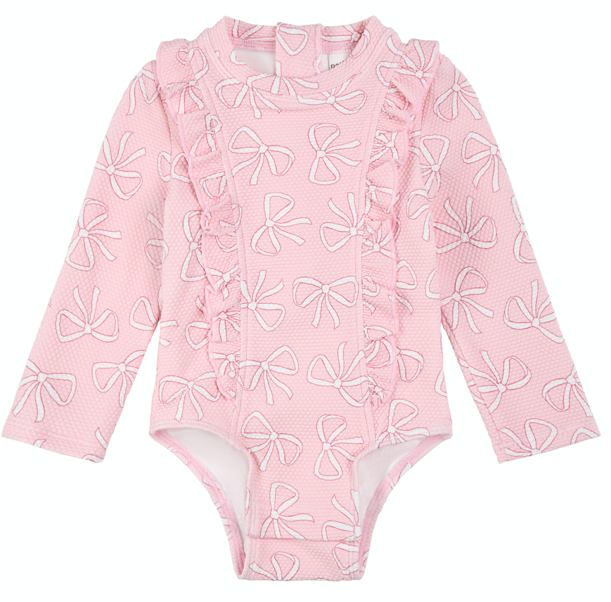 Pink Bow Ruffle Rashguard