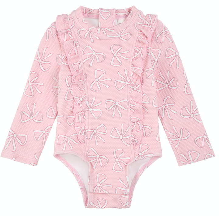 Pink Bow Ruffle Rashguard