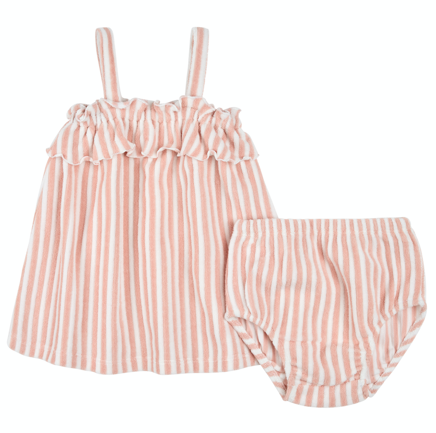 Lt Pink Stripe Dress w/Bloomer Set
