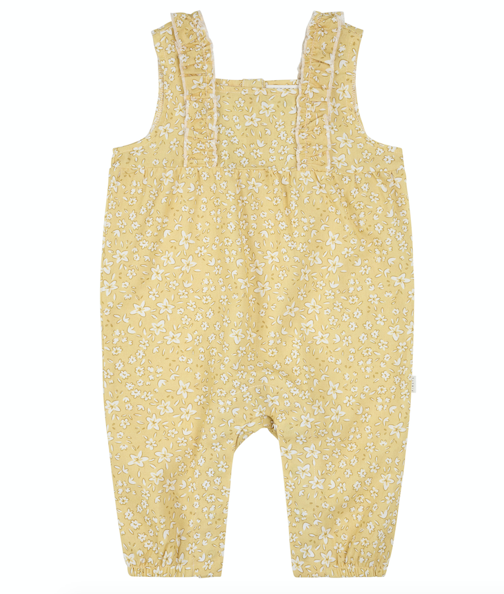 Lt Yellow Floral Woven Romper