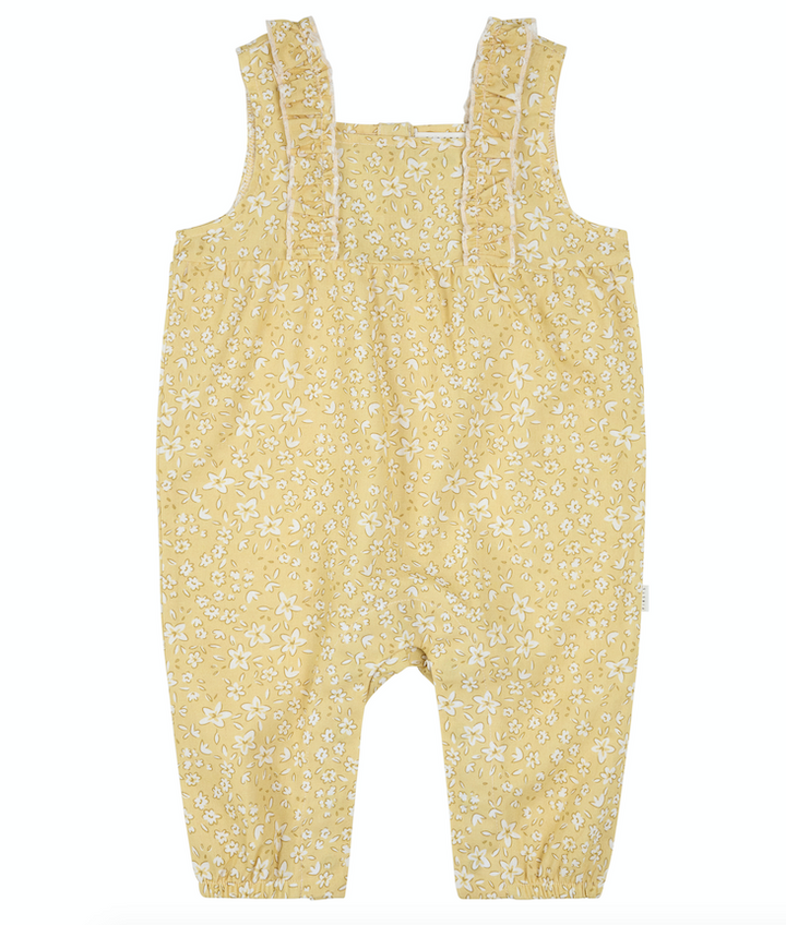Lt Yellow Floral Woven Romper