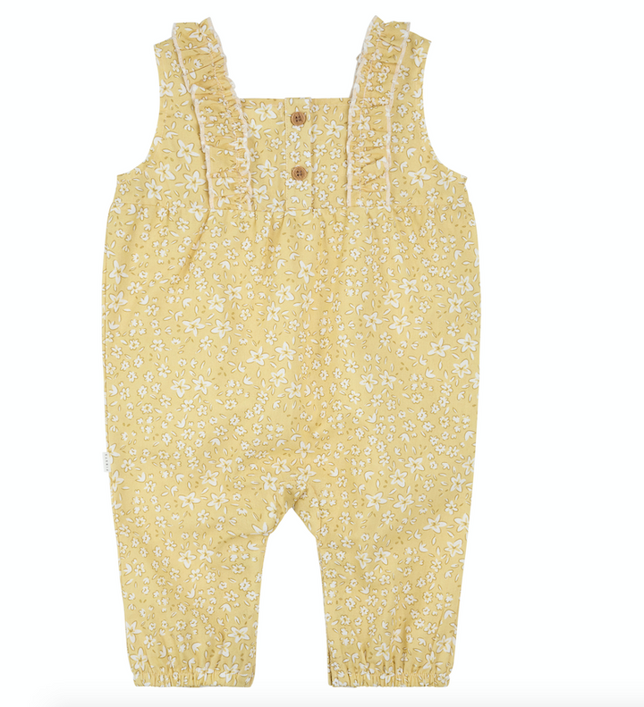 Lt Yellow Floral Woven Romper
