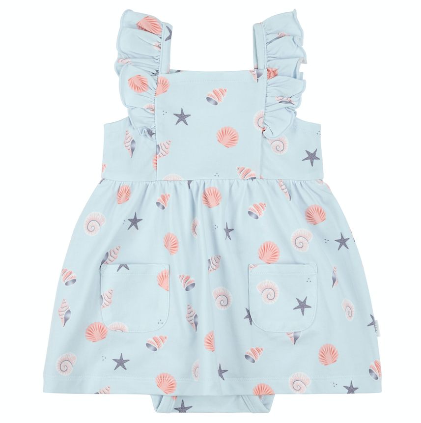 Lt Blue Sea Shell Bodysuit Dress