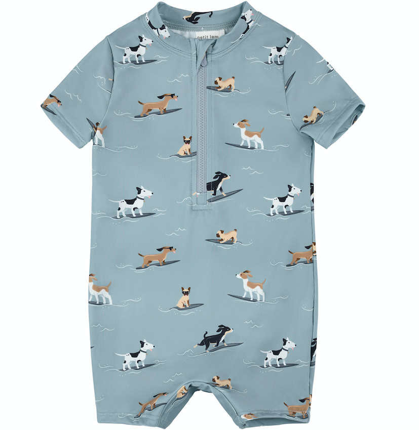 Blue Puppy Swim Romper