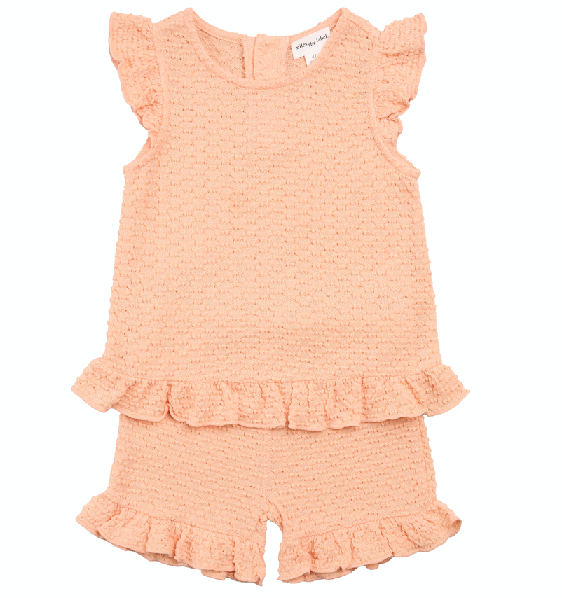 Lt Orange Ruffle Shirt & Short Set