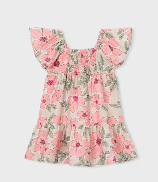 Orange Floral Smocked Dress | 3932