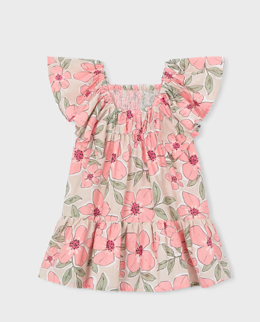 Orange Floral Smocked Dress | 3932