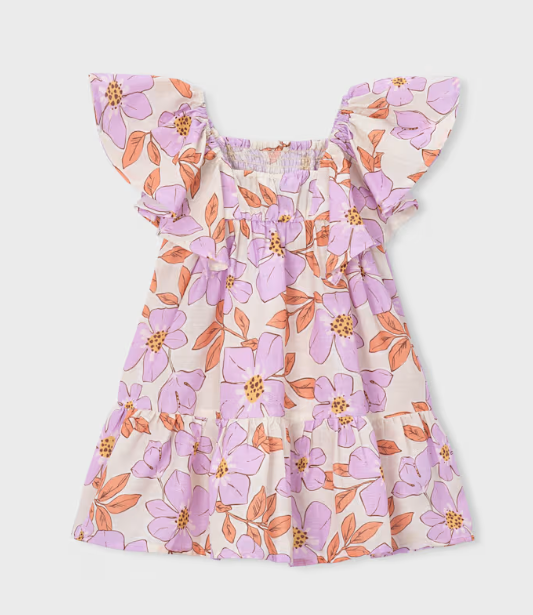 Orange Floral Smocked Dress | 3932