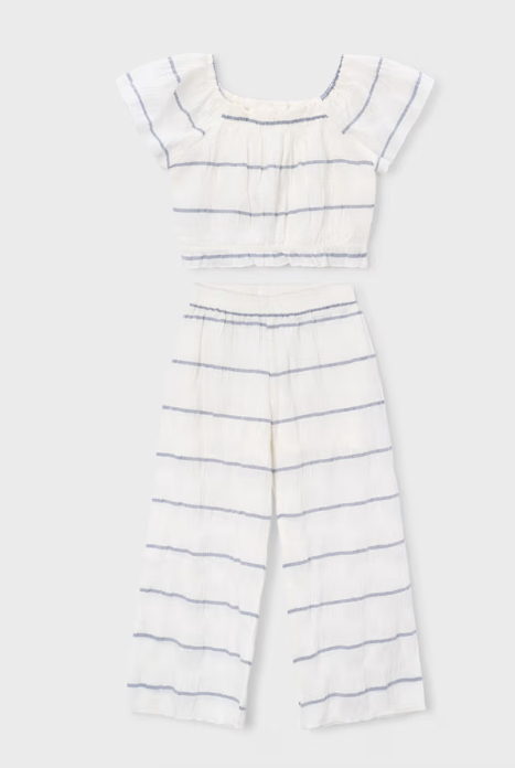 Blue Stripe Top & Long Pant Set | 3593