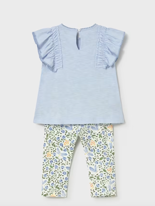 Sky Ruffle Top/Floral Legging Set | 1748