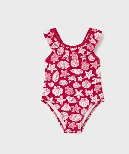 Red Shell Ruffle Swimsuit | 1754