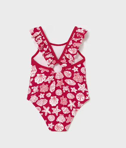 Red Shell Ruffle Swimsuit | 1754