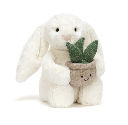 Cream Bunny with Plant