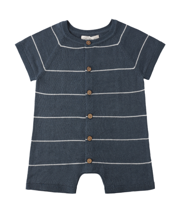 Liam Knit Romper | Navy Stripe