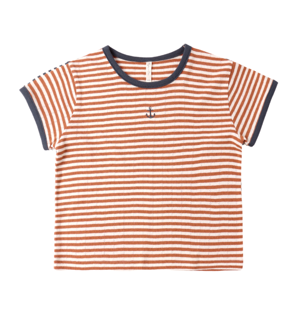 Pointelle Tee | Poppy Stripe