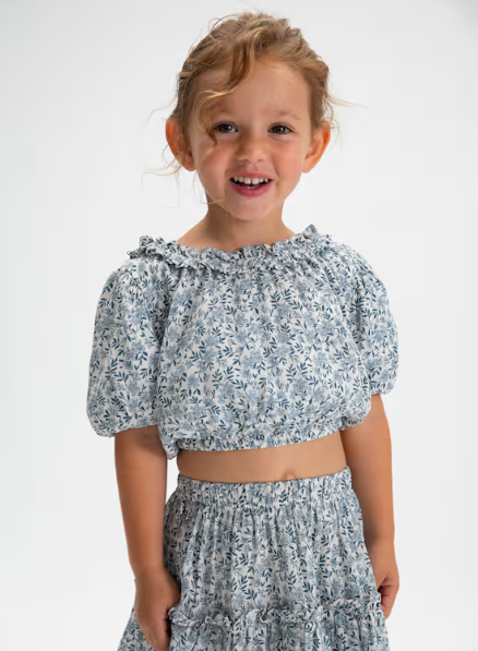 Sky Blue Floral Top | 3026