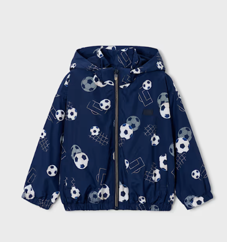 Navy Soccer Print Windbreaker