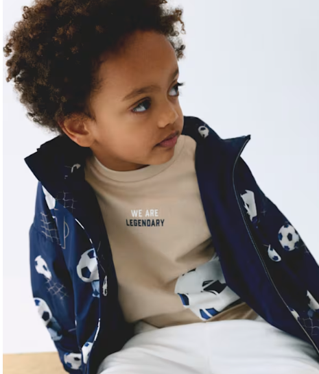 Navy Soccer Print Windbreaker