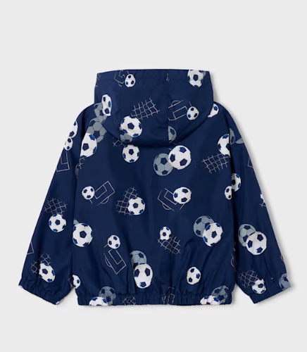 Navy Soccer Print Windbreaker